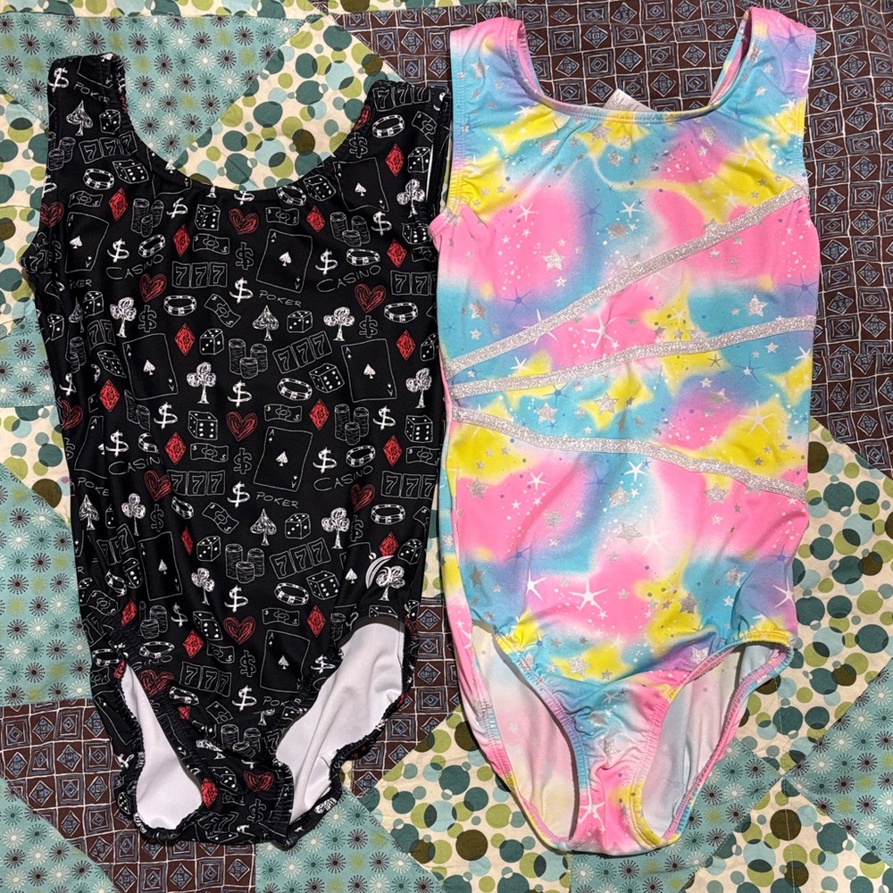 Black Casino Print & Pastel Tie-Dye Star One-Piece Bodysuits